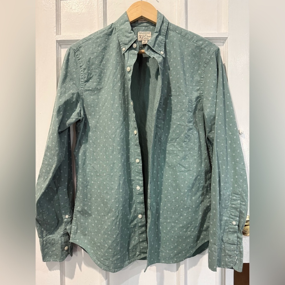 J. Crew Teal Patterned Casual Shirt